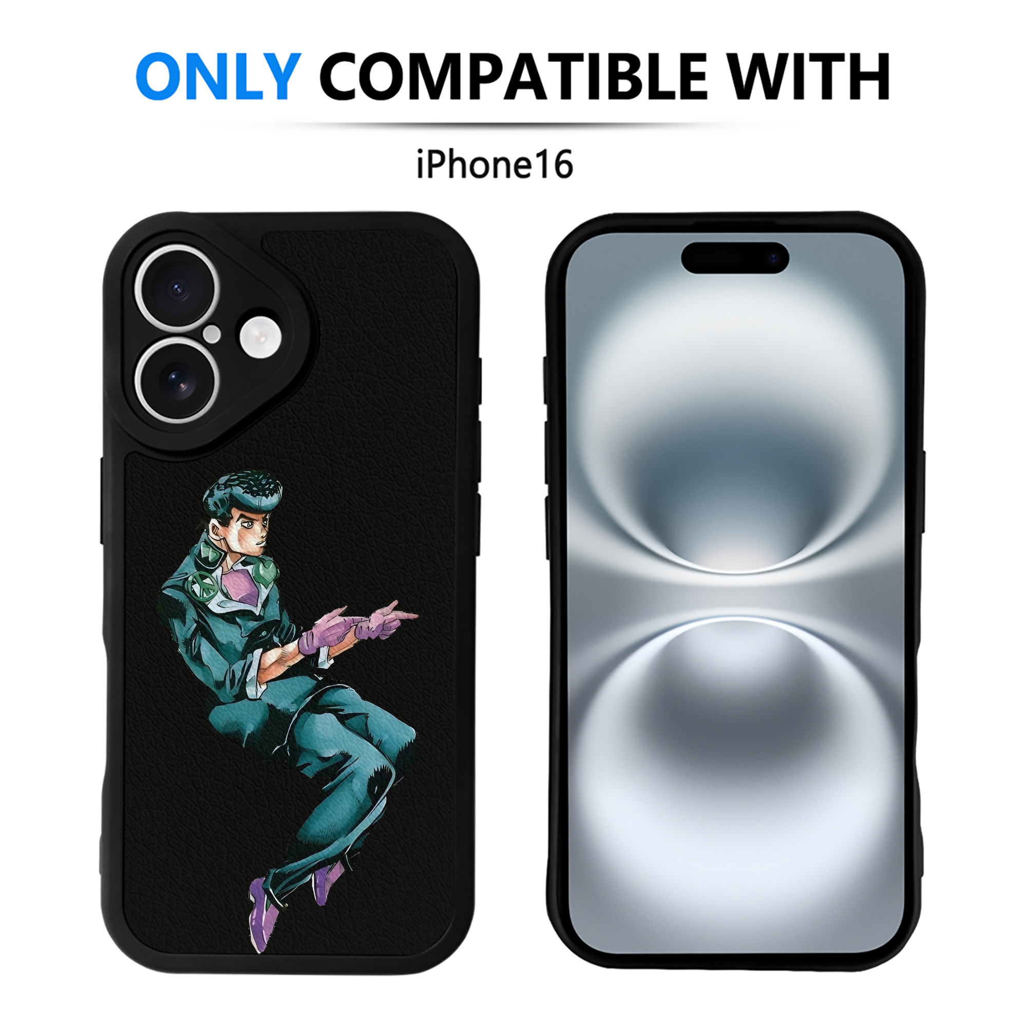 （画像用） ジョジョの奇妙な冒険 ひがしかた じょうすけ JoJo's Bizarre Adventure Higashikata Josuke 【iPhone 16シリーズ対応】シリコンスマホケース（レザー調） 材質：シリコン
